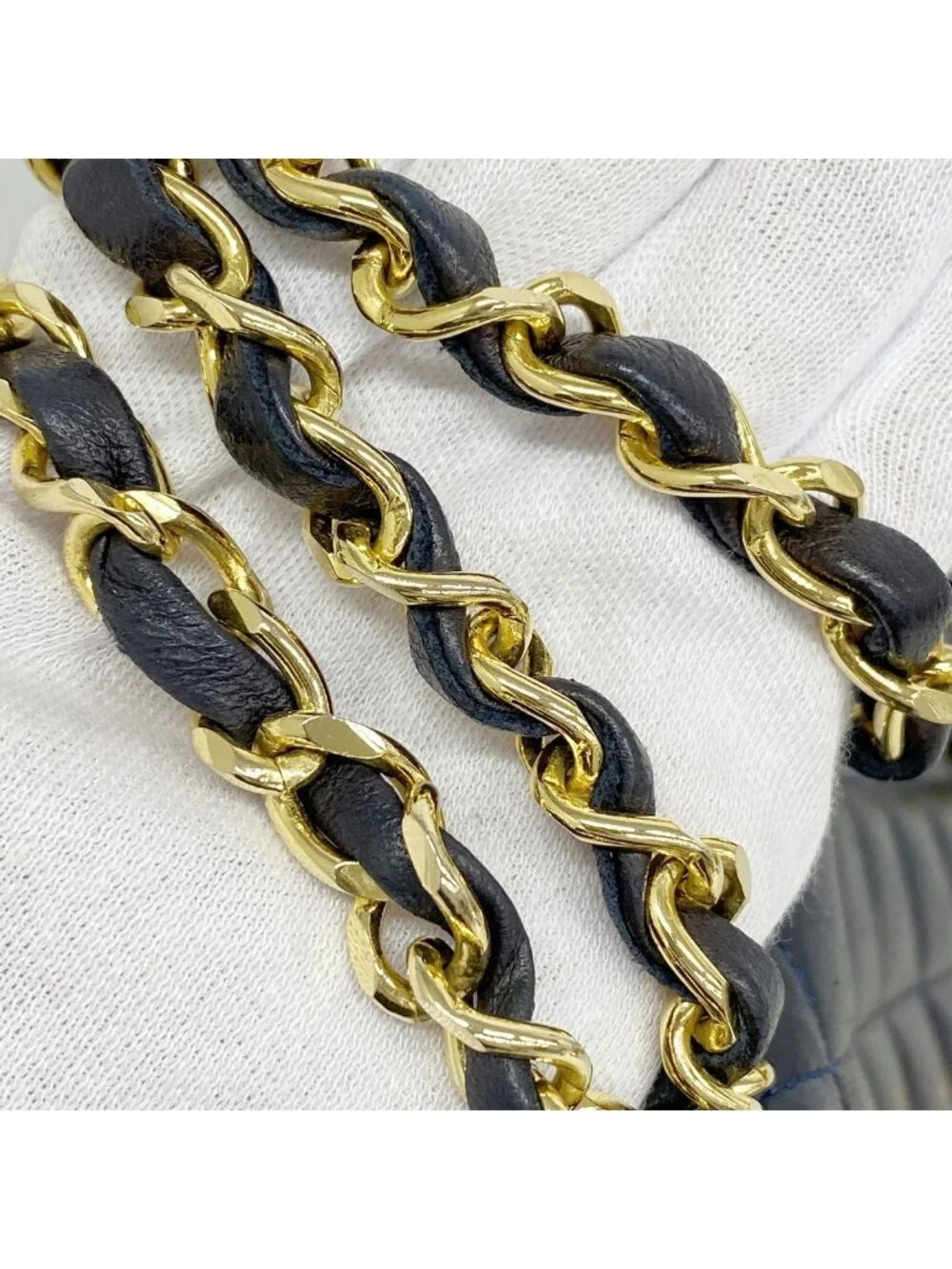 Chanel Shoulder Bag Quilted Lambskin Black Gold